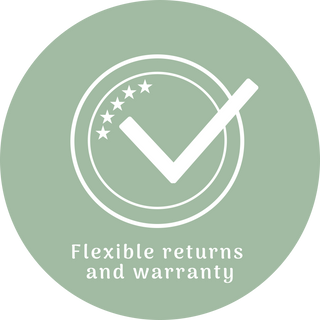 Icon with check mark and 5 starts and words that state flexible results and lifetime warranty